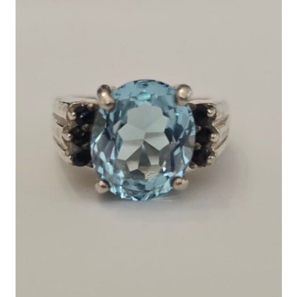 Vintage Chateau D'Argent Sterling Silver 925 Blue Topaz Sapphire Ring Sz 6
